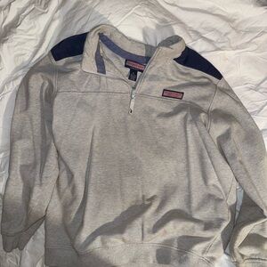 Vineyard Vines Gray and Navy Zip-Up Sweater